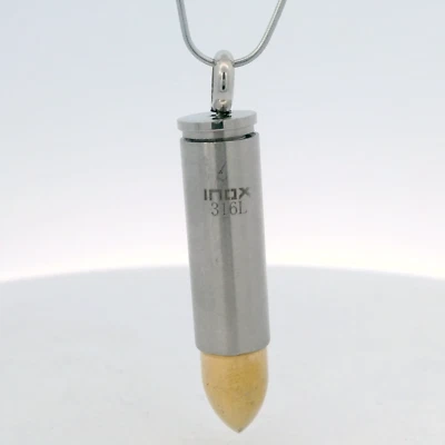 Colgante bala INOX 316L acero inoxidable dos tonos dorado cepillado escondite Foto 1 de 4