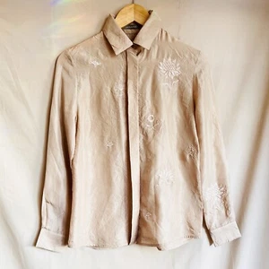 Camicia blusa Varana 100% pura seta prezzo consigliato £ 495 ricamata India lusso rara - Foto 1 di 12