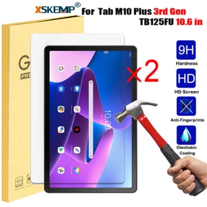 2PCS Lenovo Tab M10 Plus 3rd Gen TB125FU 10.6 in Tempered Glass Screen Protector - Picture 1 of 14