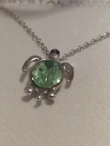 NEW STERLING / SWAROVSKI CRYSTALS TURTLE PENDANT NIB - Picture 1 of 6