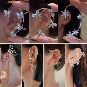 Butterfly Silver/Gold Plated Zircon Ear Clip Earring Cuff Tassel Women Jewellery