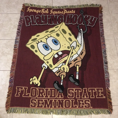 Spongebob Blanket Playing Hooky Florida State University Tapestry Cover
