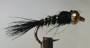 1 Docena - Sujetador Oreja de Liebre Negra - Mosca Ninfa Húmeda - Trucha - Imagen 1 de 1