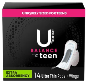 U by Kotex Adolescente Extra Absorbencia Tamaño Único para Adolescentes 14 Almohadillas Ultra Delgadas - Imagen 1 de 1