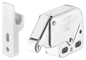 Mini Latch Automatic Spring Catch And Counterpiece For Cabinets, Nickel Plated - Picture 1 of 4