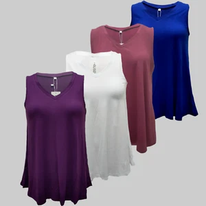 AUSELILY tunica donna senza maniche scollo a V canotta donna blusa canotta S M L XL 2XL - Foto 1 di 19
