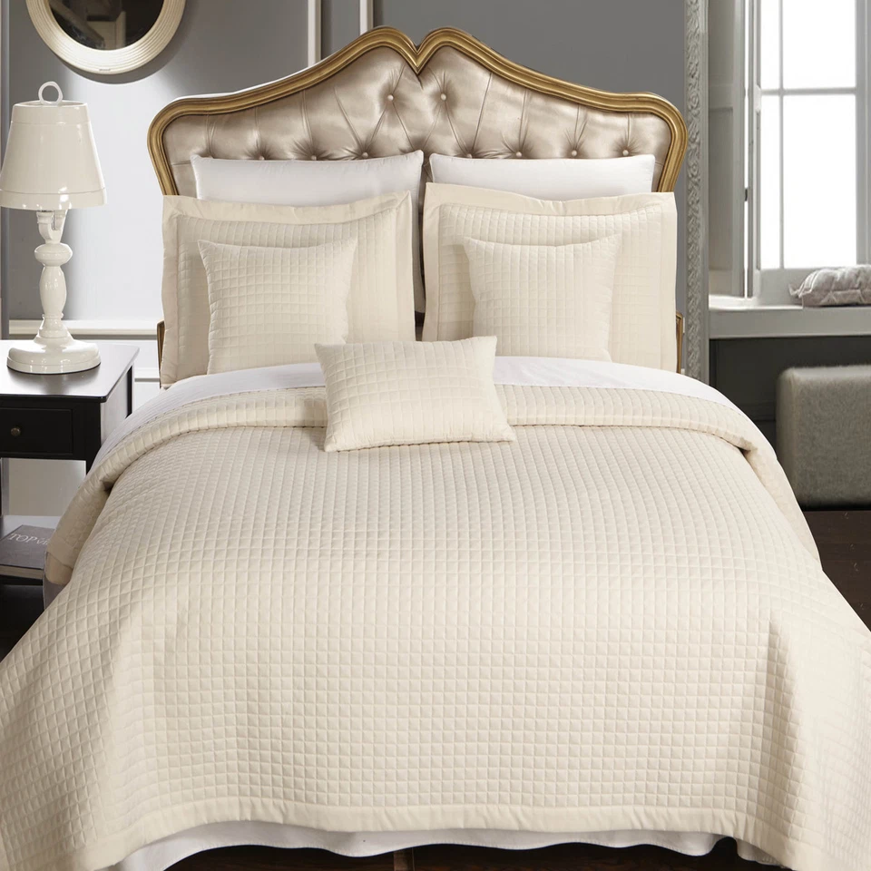 4-6 Piece Modern Checkered Quilted Wrinkle Free Coverlets  Bedspread Set - Image 1 of 1