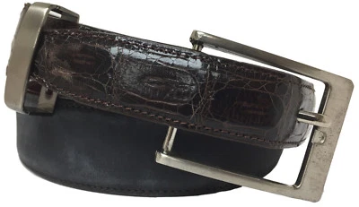 Vestido cinturón de cuero genuino de piel de cocodrilo marrón negro para niños vaquero occidental 28 Foto 1 de 4
