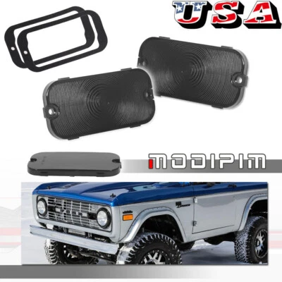 Par de lentes de señal de giro de estacionamiento de humo izquierda derecha para Ford Bronco 1966 1967 1968 Foto 1 de 4