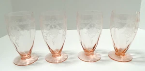 (4) RARO Heisey EMPRESS - FENICOTTERO ROSA OLD DOMINION ~ BICCHIERE DA TÈ GHIACCIATO 5" - Foto 1 di 21