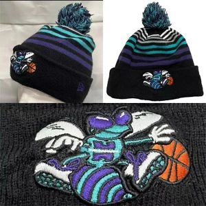 Charlotte Hornets Pom Beanie Hat NBA Basketball Logo Toque Hardwood Classics Cap - Picture 1 of 11