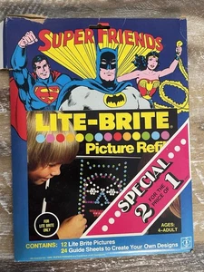 Lite Brite DC Super Friends Refill Package Pictures & Blank Sheets Hasbro 1980 - Picture 1 of 18