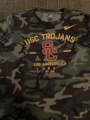 Nike USC Trojans Camo Long Sleeve Player Issued Shirt Military Men's Size XL - Image 1 of 2