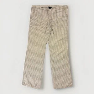 Pantalones para mujer Victoria's Secret de mezcla de lino talla 6 pierna ancha bolsillos a rayas usados en excelente estado - Imagen 1 de 13