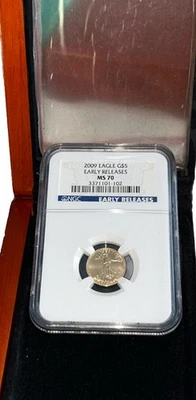 2009 1/10 oz $5 American Gold Eagle ANACS MS70 EarlyReleaseIssue CherryWood Box - Image 1 of 4