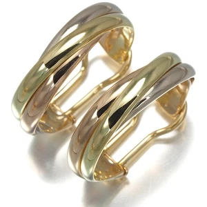 Auth Cartier Earrings Trinity 3color Hoop 18K 750 Yellow White Rose Gold - Picture 1 of 5
