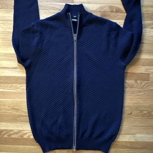 Hammer Made In Italy Wool 1/4 Zip Sweater Cardigan Men's Size L Blue Stretch - Picture 1 of 8