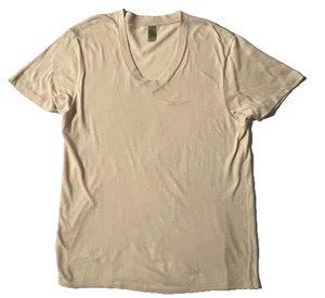 New ALTERNATIVE EARTH Tan Organic Cotton V-neck Tee T-shirt Apparel sz M - Picture 1 of 10