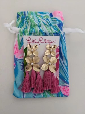 NWT! Lilly Pulitzer Via Flora Tassel Earrings In Roxie Pink  - Image 1 of 4