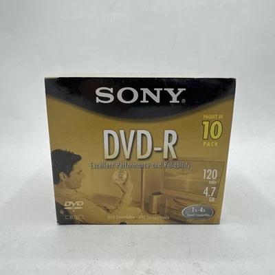 Sony AccuCORE DVD-R Paquete de 10 120 Min 4.7 GB Medios Grabables Disco en Blanco Nuevo Foto 1 de 4