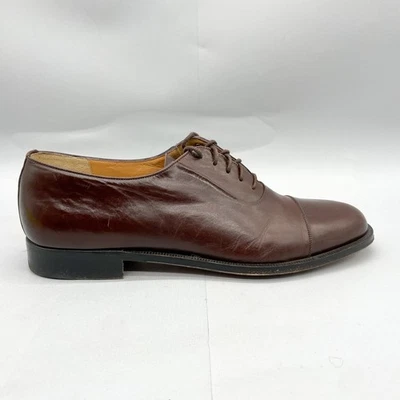 Bruno Magli Mens 9.5M Chaney Cap Toe Oxford Dress Shoes Brown Leather Derby - Image 1 of 4