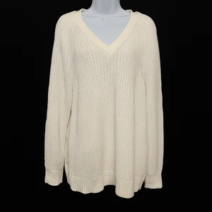 Maglione tunica Lane Bryant donna panna maglia grossa taglia 18/20 manica/spalla aperta - Foto 1 di 10