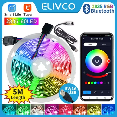 Tuya Smart Bluetooth Led Strip Lights RGB 2835 5V USB Smart Life App Remore Cont - Image 1 of 4