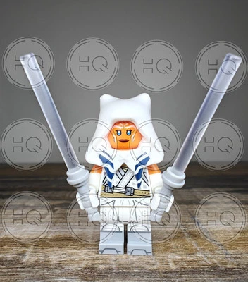 **NEW** LEGO Ahsoka Tano The White Rogue Jedi Minifigure With Custom Hood - Image 1 of 4