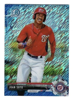 Juan Soto 2017 Bowman cromo mini refractor azul brillo #d/150 PRC Mets Nats Foto 1 de 2