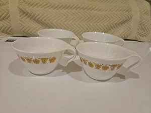 VINTAGE CORELLE CORNING "SCHMETTERLING GOLD" KAFFEETASSEN HAKEN GRIFF 4ER SET EC - Bild 1 von 8