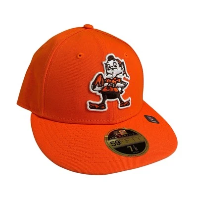 Boné chapéu ajustável Cleveland Browns New Era 59FIFTY marrom laranja perfil baixo 7 1/8 - Imagem 1 de 4