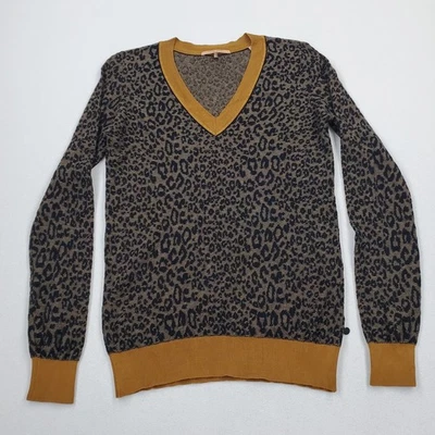 Свитер Scotch & Soda Starwatcher хлопок шерсть шелк леопардовый принт глубокий vneck M - Изображение 1 из 4