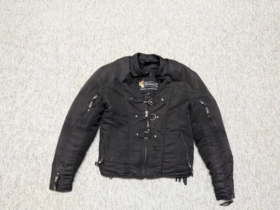 vintage Y2K motorcycle PADDED racing 36 black XS straight jacket costume tripp - Image 1 of 4