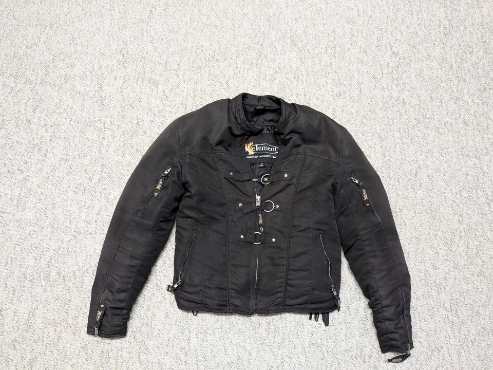 vintage Y2K motorcycle PADDED racing 36 black XS straight jacket costume tripp - Image 1 of 4