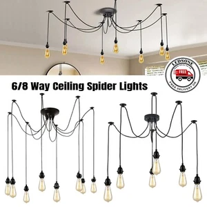 6/8 Wege Decken Spinne Leuchte Industrie Kronleuchter Halter Pendelleuchte - Bild 1 von 32