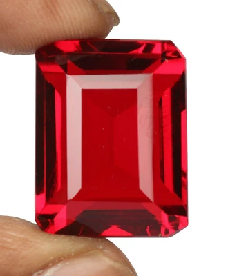 87.50 Ct. Blood Red Topaz Emerald Cut Faceted Loose Gemstone for Birthday Gifts - Image 1 of 4