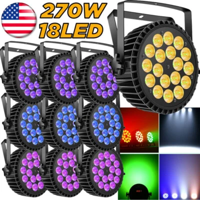 270W 18 LED PAR Can Lighting Stage Light RGBW DMX Club DJ Disco Party Show Light - Image 1 of 4