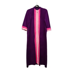 Vanity Fair Womens Dress Purple Pink 16 UK Large Fleece Vintage 70's USA Made - Picture 1 of 8