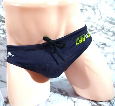 MEN'S TURBO CANBERRA CUP WATERPOLO NAVY BLUE & LIME SWIMMING BRIEFS SIZE 30" 🔥 - Image 1 of 4