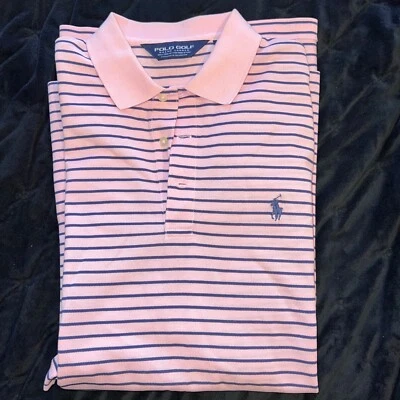 Polo Golf Ralph Lauren Rayas Pima Algodón Golf Polo Rosa Azul Informal-M Foto 1 de 4