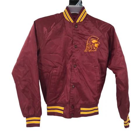 VTG Chalk Line USC Trojans Red Satin Jacket Quilted Lining Size 18 / 20 Cover