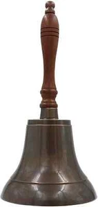 11" Solid Brass Hand Bell School Bell with Wood Handle Call Service Bell - Picture 1 of 3