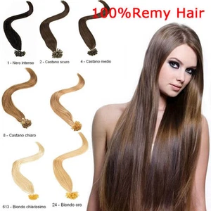 100 REMY HAIR EXTENSION capelli umani VERI 100% CHERATINA CIOCCHE 0,8 gr 66 cm - Picture 1 of 8