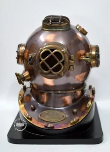 Casco de buceo Mark V de 18" de la Marina de los Estados Unidos réplica acabado negro antiguo con base de exhibición - Imagen 1 de 7