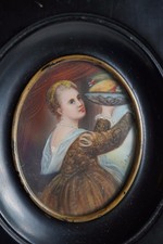 Antique Art Nouveau Hand Painted Victorian Lady Portrait Framed Signed Rare