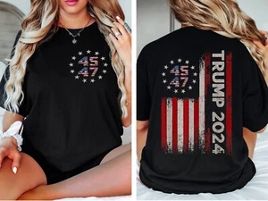 Trump 2024 MAGA 45 47 Missed Me Never Surrender Legend Flag PA Shooting T-Shirt - Picture 1 of 16