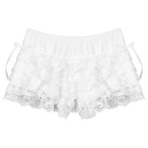 Lady Lace Underwear Bloomer Shorts Ruffle Layered Frill Panties Lingerie Culotte - Picture 1 of 18
