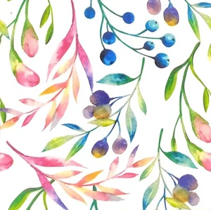 R660# 3 x servilletas de papel individuales decoupage rojo verde azul hojas bayas patrón - Imagen 1 de 10