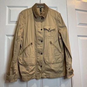 Ralph Lauren Womens Barn Jacket Tan Corduroy Collar Size XL Utility Outdoor FLAW - Picture 1 of 17