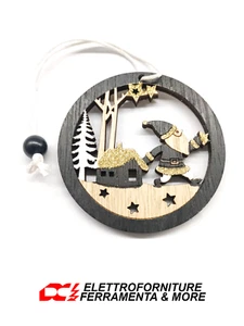 Decorazione Natalizia Legno Da Appendere 6 cm Natale Albero Palla Babbo Natale - Imagen 1 de 1